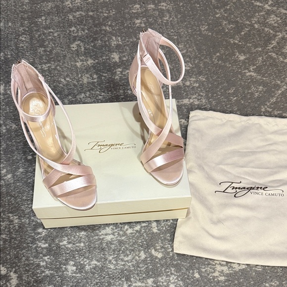 Vince Camuto Shoes - Vince Camuto Blush Satin Strappy Heels